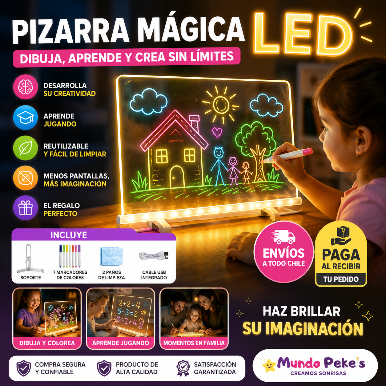 ✨ Pizarra Mágica LED | Dibuja, Aprende y Crea sin Pantallas
