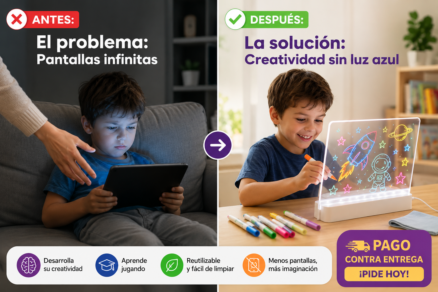 ✨ Pizarra Mágica LED | Dibuja, Aprende y Crea sin Pantallas