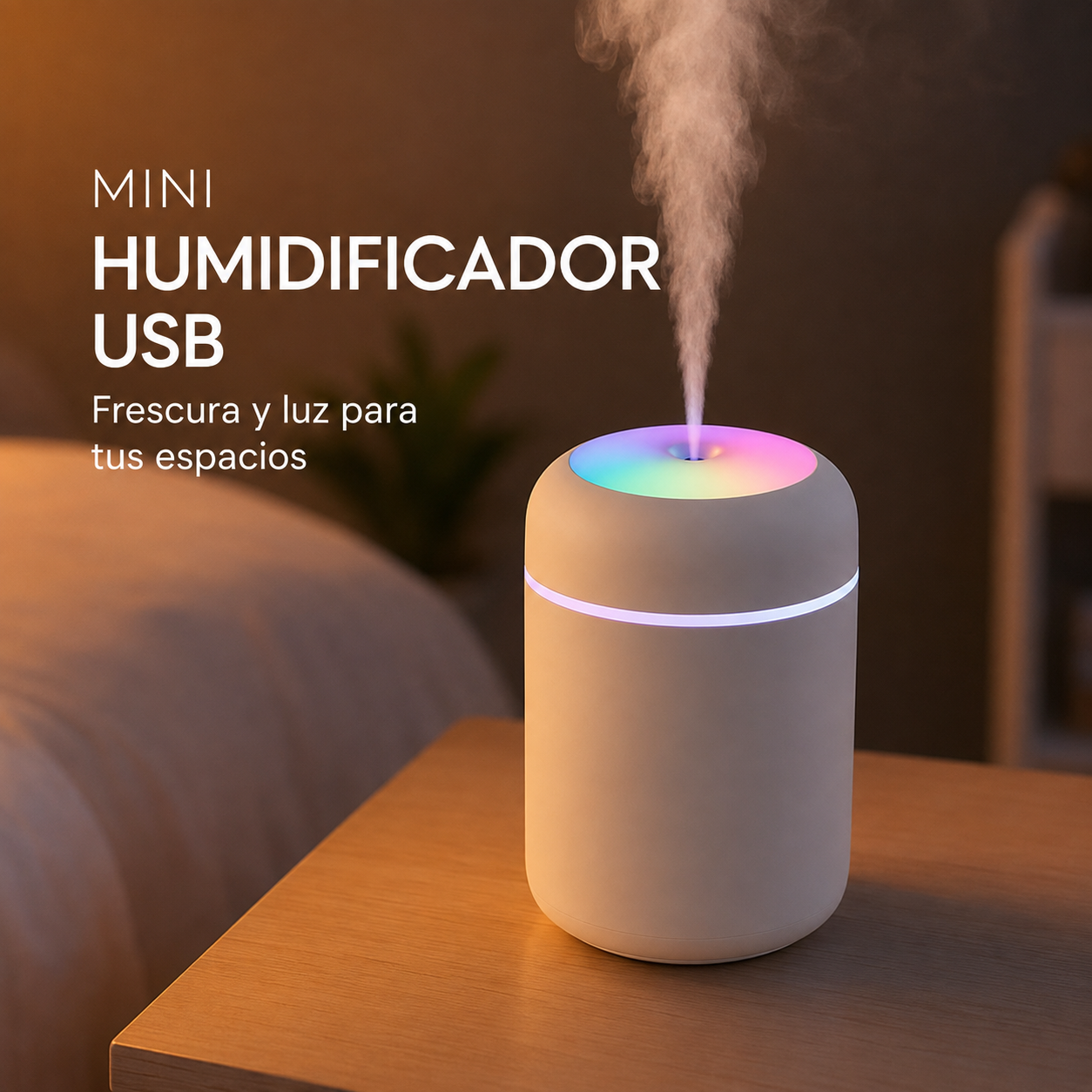 Humidificador USB con Luz Ambiental
