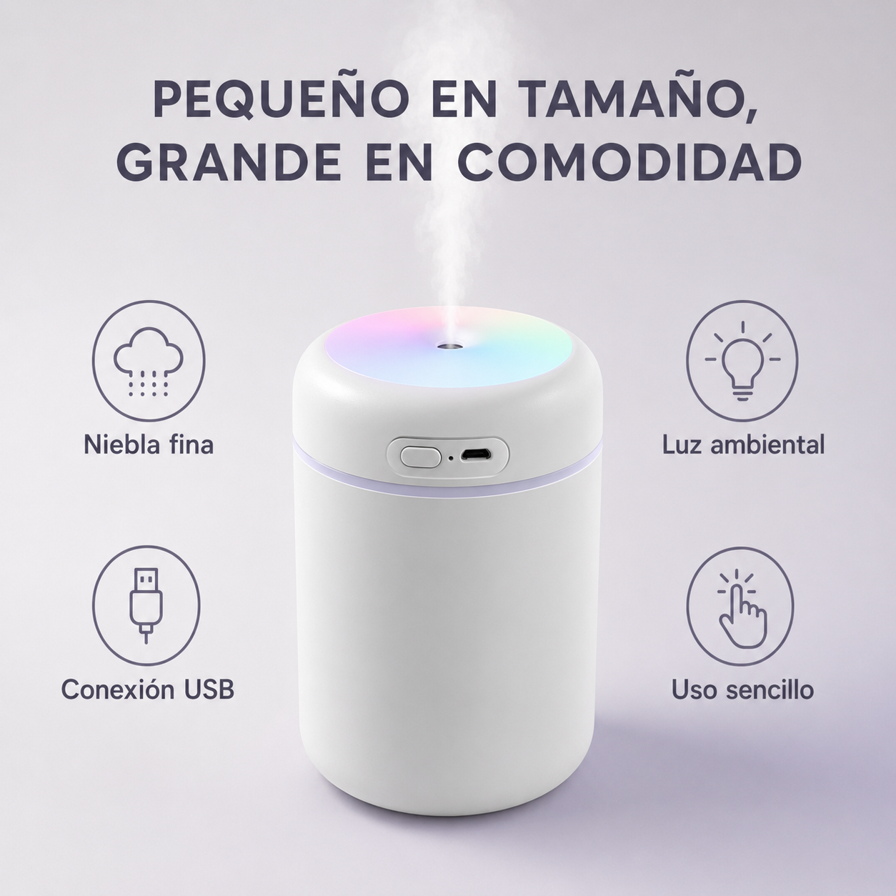 Humidificador USB con Luz Ambiental